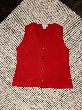 Rachel Zoe Red Button-Front V-Neck Knit Tank